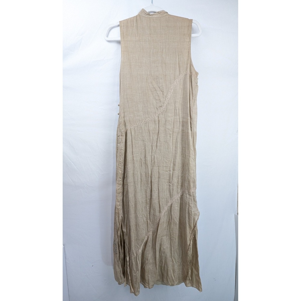 Floral Embroidered 100% Cotton Sleeveless Maxi Dress Size M Coastal Beach Boho - Picture 8 of 10